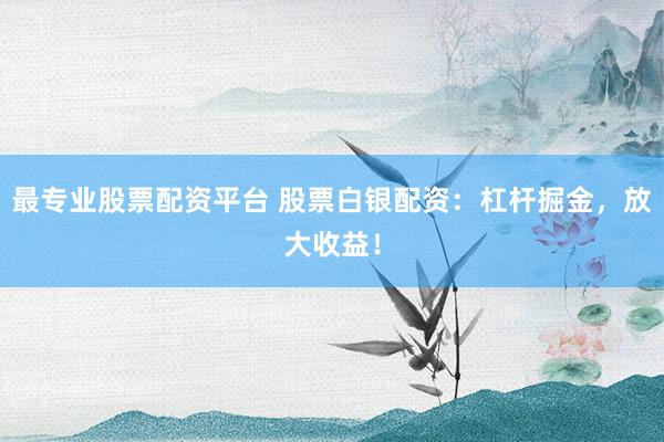 最专业股票配资平台 股票白银配资：杠杆掘金，放大收益！