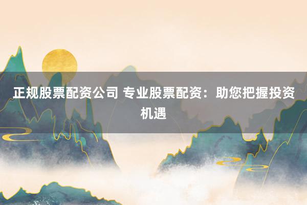 正规股票配资公司 专业股票配资：助您把握投资机遇