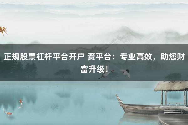正规股票杠杆平台开户 资平台：专业高效，助您财富升级！