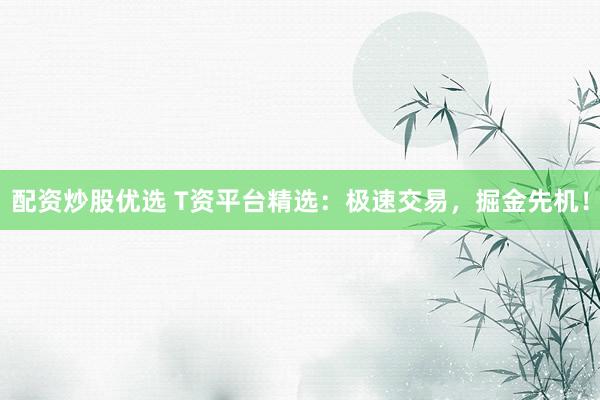 配资炒股优选 T资平台精选：极速交易，掘金先机！