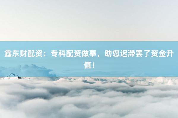 鑫东财配资：专科配资做事，助您迟滞罢了资金升值！