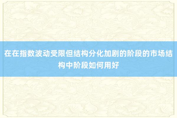 在在指数波动受限但结构分化加剧的阶段的市场结构中阶段如何用好