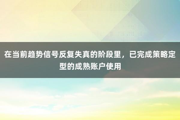 在当前趋势信号反复失真的阶段里，已完成策略定型的成熟账户使用
