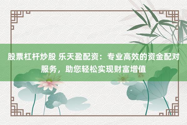 股票杠杆炒股 乐天盈配资：专业高效的资金配对服务，助您轻松实现财富增值