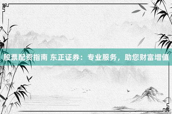 股票配资指南 东正证券：专业服务，助您财富增值