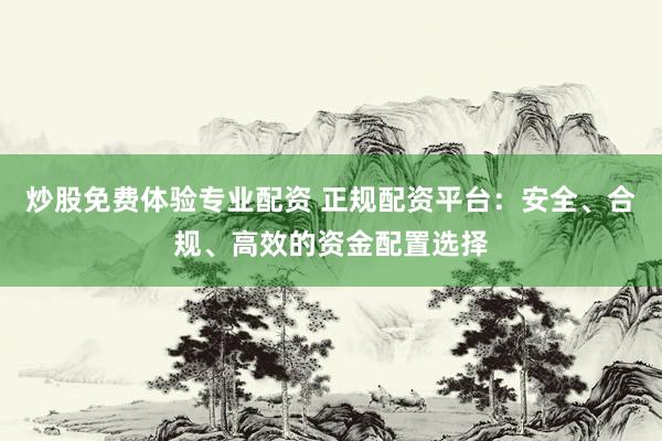 炒股免费体验专业配资 正规配资平台：安全、合规、高效的资金配置选择