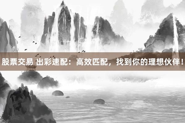 股票交易 出彩速配：高效匹配，找到你的理想伙伴！
