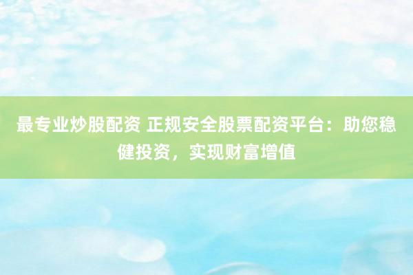 最专业炒股配资 正规安全股票配资平台：助您稳健投资，实现财富增值
