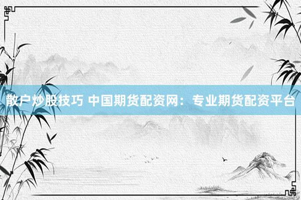 散户炒股技巧 中国期货配资网：专业期货配资平台