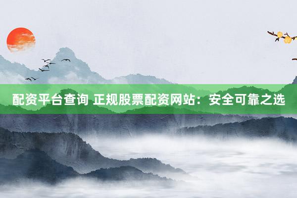 配资平台查询 正规股票配资网站：安全可靠之选
