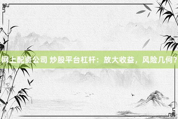 网上配资公司 炒股平台杠杆：放大收益，风险几何？
